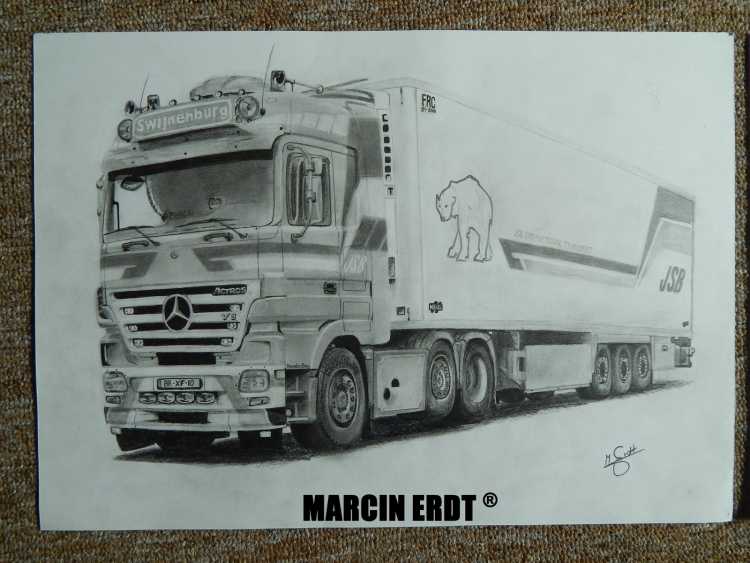Фура Мерседес карандашом