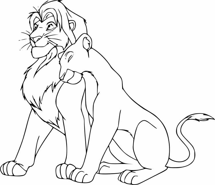 Раскраски Король Лев Сараби и Симба