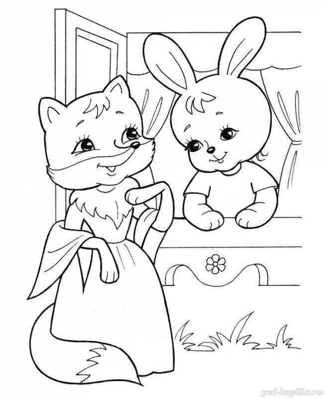 Раскраски по сказке Теремок для детей 3-4 лет