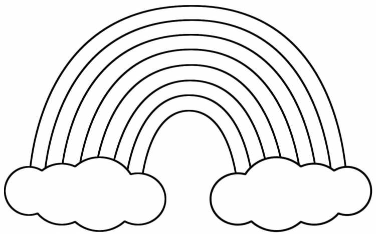 Радуга с облаками контур