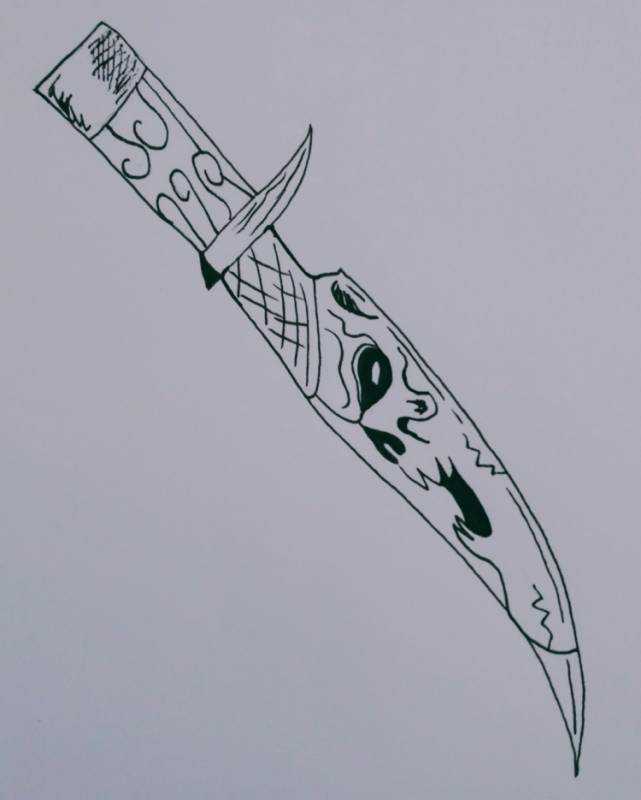 Поэтапное рисование кинжала