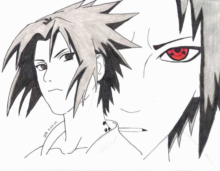 Наруто и Саске для срисовки