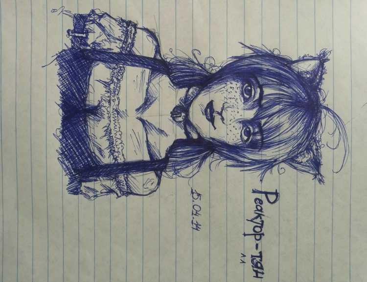 Арты синей ручкой