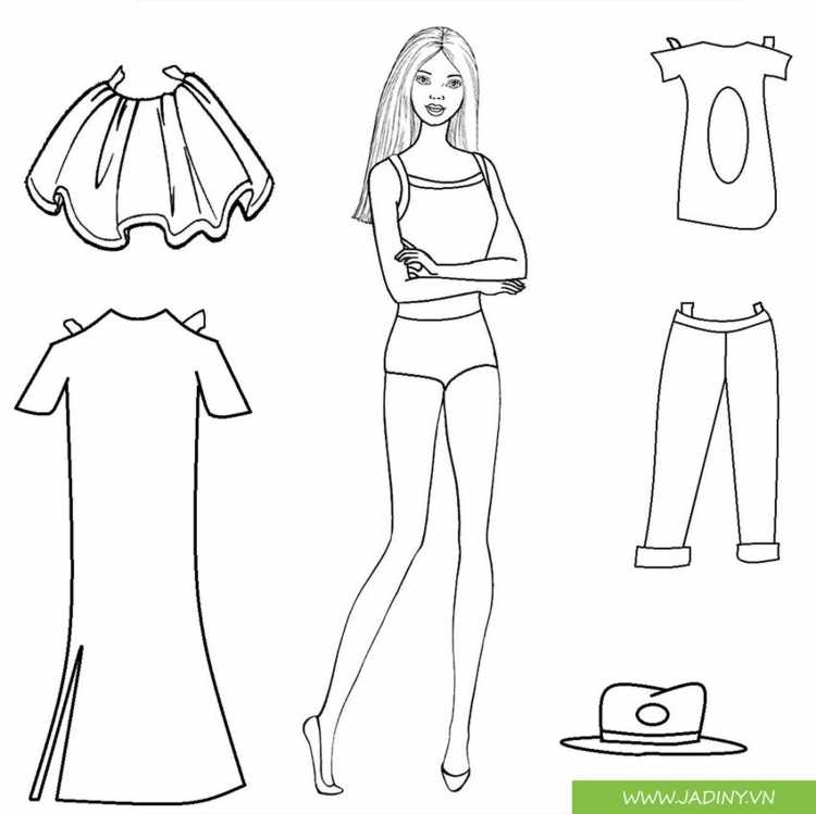 Кукла Барби в купальнике раскраска