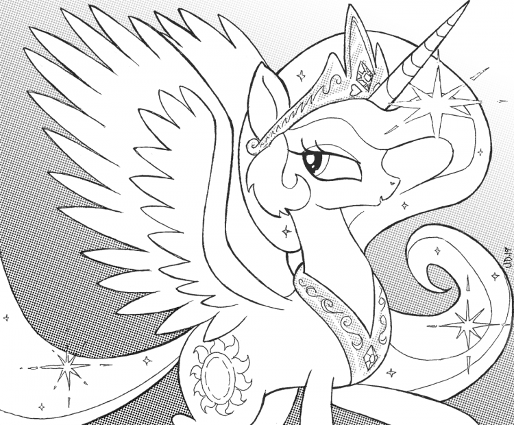 Раскраски пони принцесса Селестия