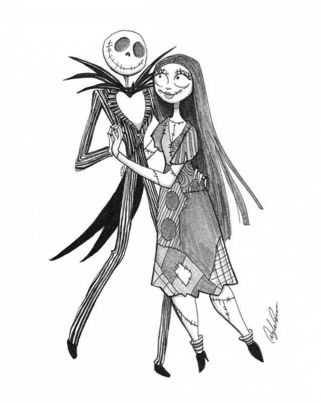 Джек Скеллингтон Хэллоуин раскраска