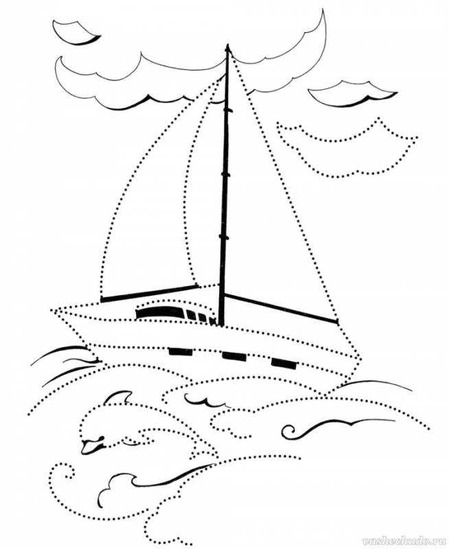 Трафарет парусника для детей