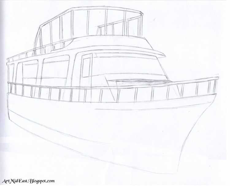 Поэтапное рисование яхты