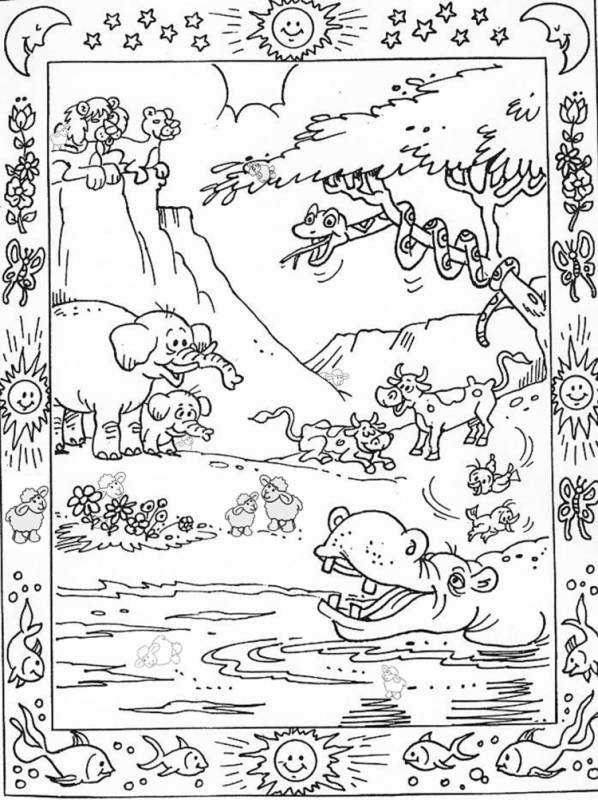 Раскраски Сотворение мира для детей воскресной школы