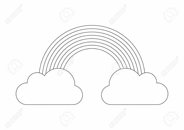 Раскраска пейзаж с радугой