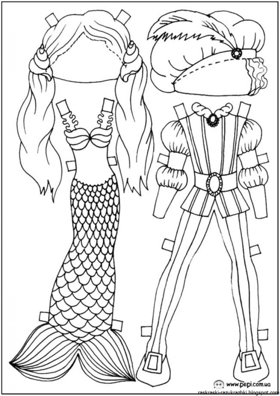 Куклы вырезалки раскраски