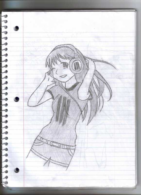 Аниме в блокноте карандаш