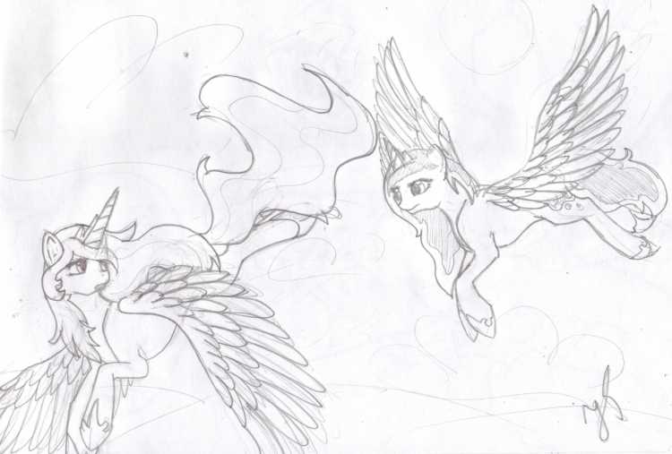 Раскраски пони Селестия Аликорн