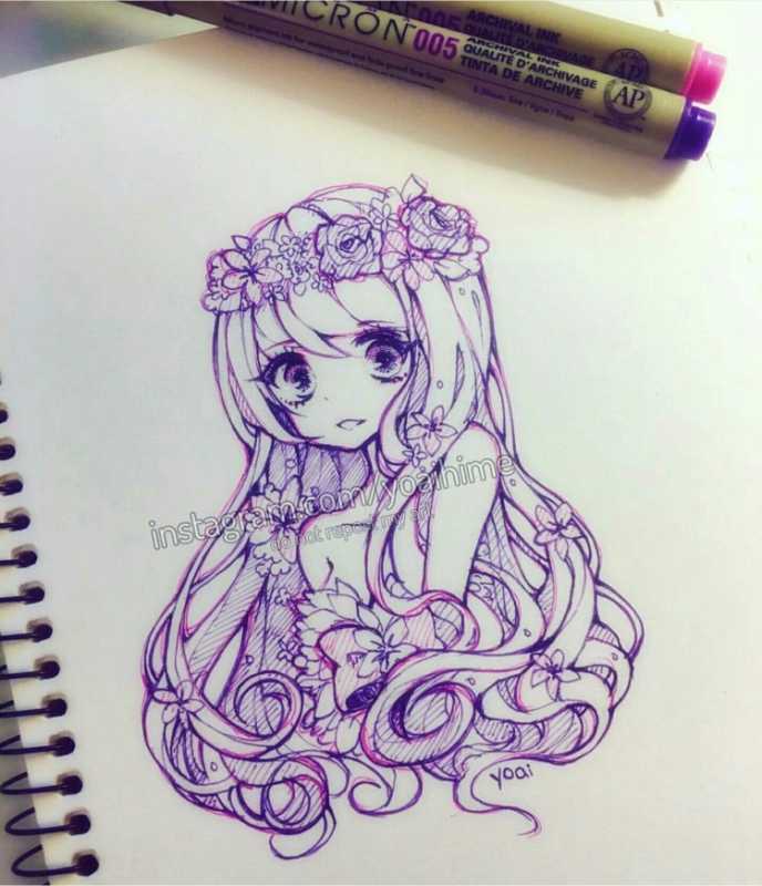 Аниме рисунки ручкой