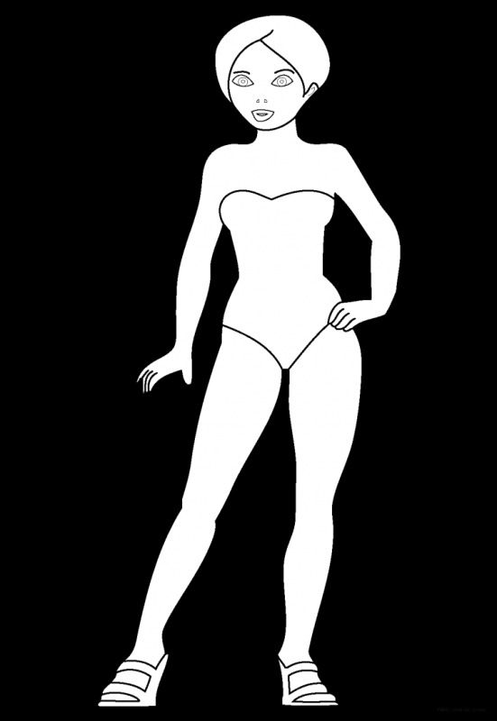 Раскраска Барби в купальнике