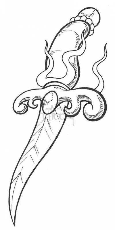 Кинжал тату эскиз