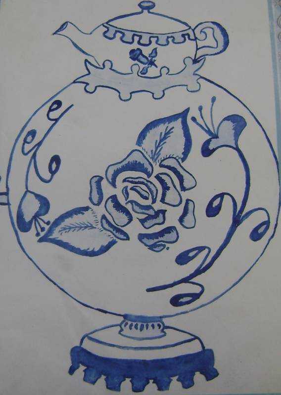 Силуэты гжельской посуды