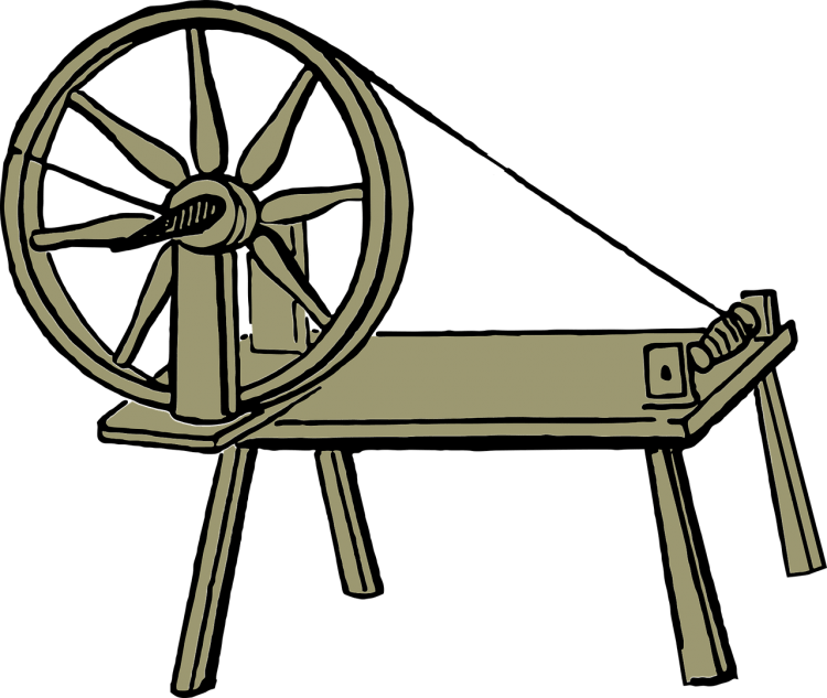 Прялка деревянная старинная с пряжей