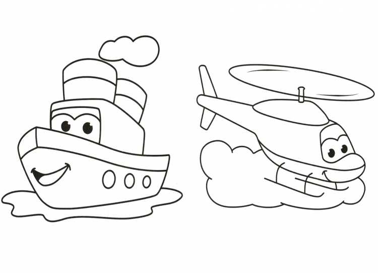 Вертолет раскраска для малышей