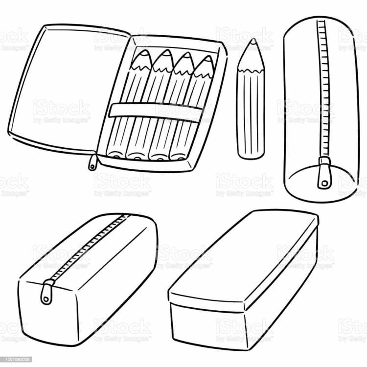 Раскраска школьные принадлежности пенал