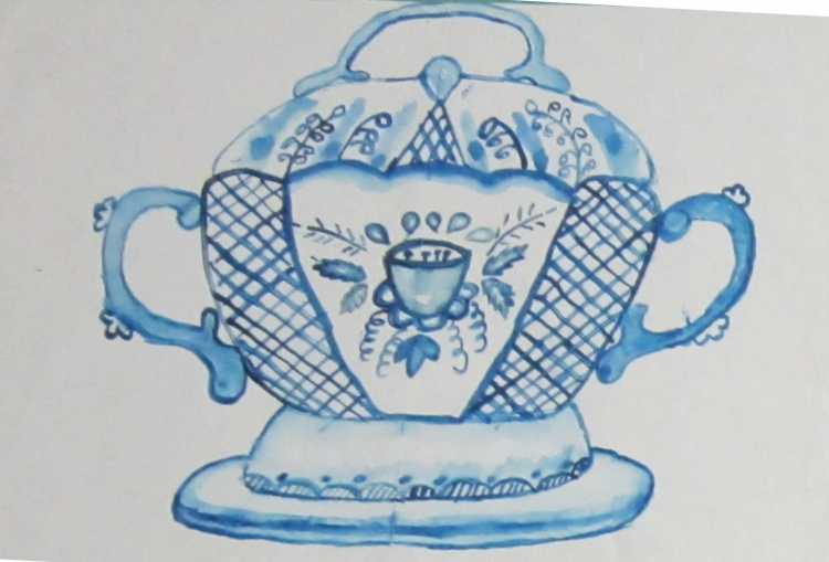 Контур посуды для росписи гжелью