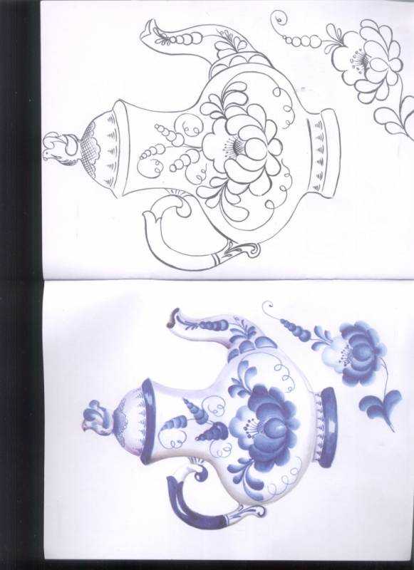 Гжельская посуда рисунки