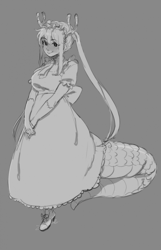 Аниме горничная монохром