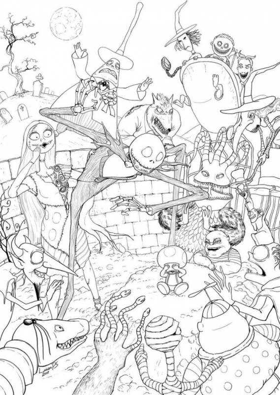 Джек Скеллингтон раскраска