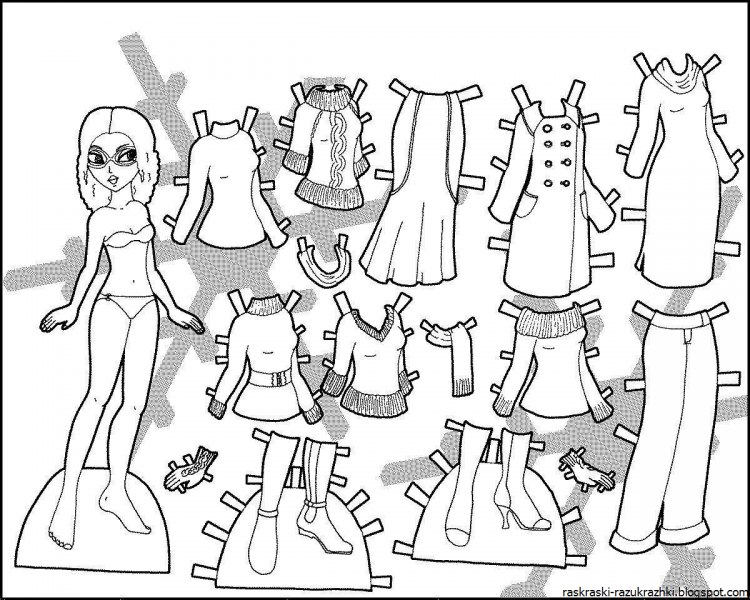 Бумажные куклы Marisole Monday раскраски