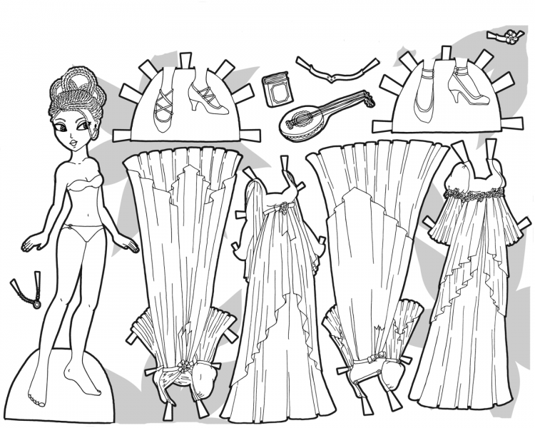 Бумажная кукла раскраска