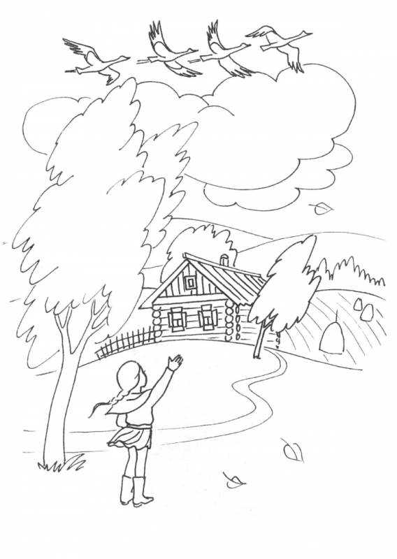 Рисунок осень раскраска