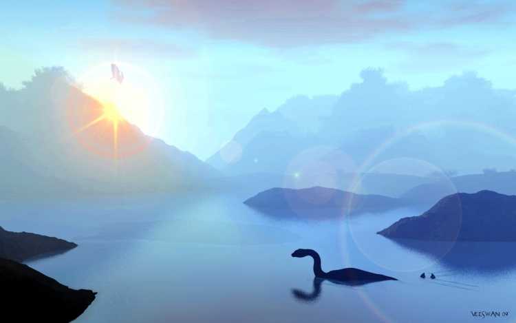 Озеро Лохнесс в тумане