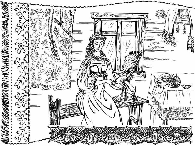 За прялкой рисунок