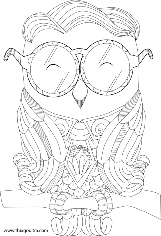 Сова в очках для раскрашивания