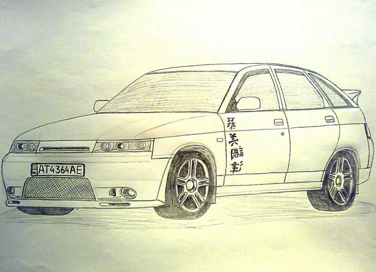 Приора сбоку рисунок