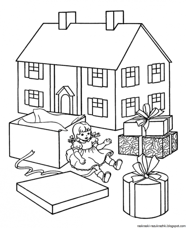 Раскраски для девочек домики