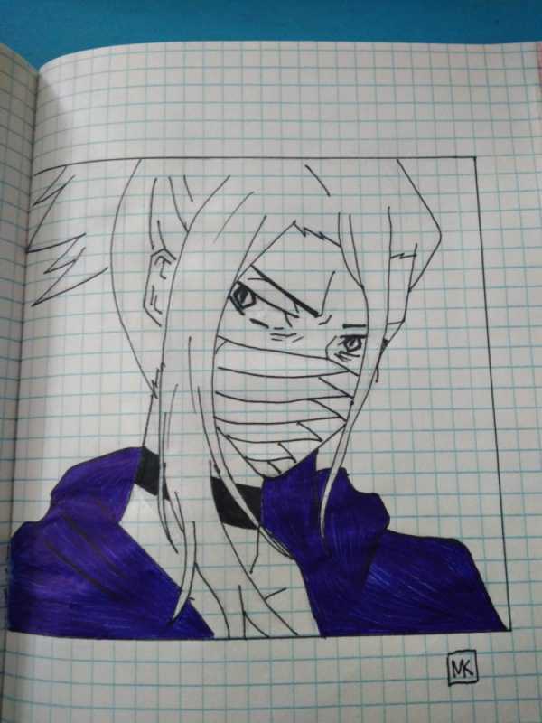 Синие аниме рисунки легкие