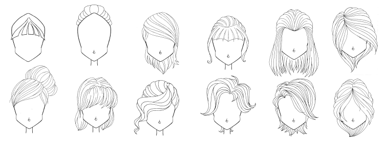 Прически для срисовки карандашом