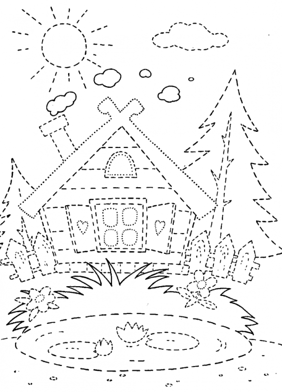 Зимняя избушка раскраска для малышей