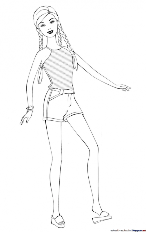 Бумажная кукла Барби раскраска