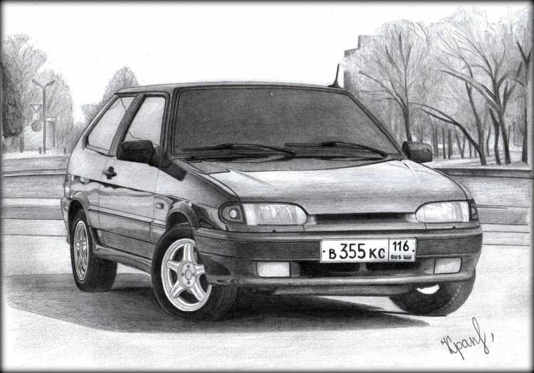 Лада рисунок карандашом