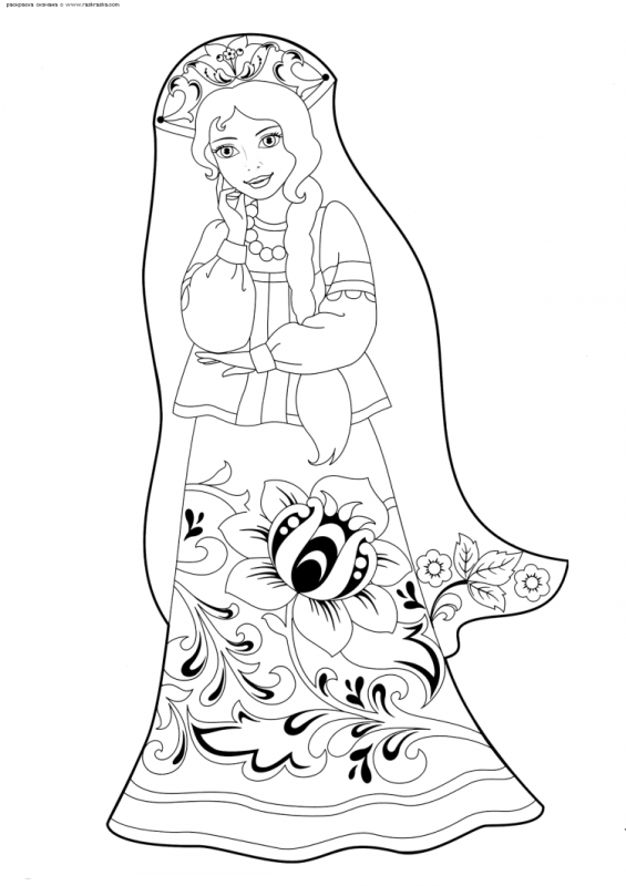 Русская женщина раскраска