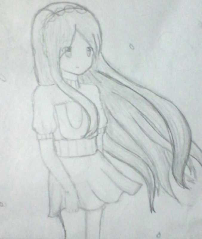 Аниме девушка в купальнике карандашом