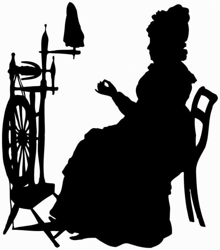 Бабушка с прялкой силуэт