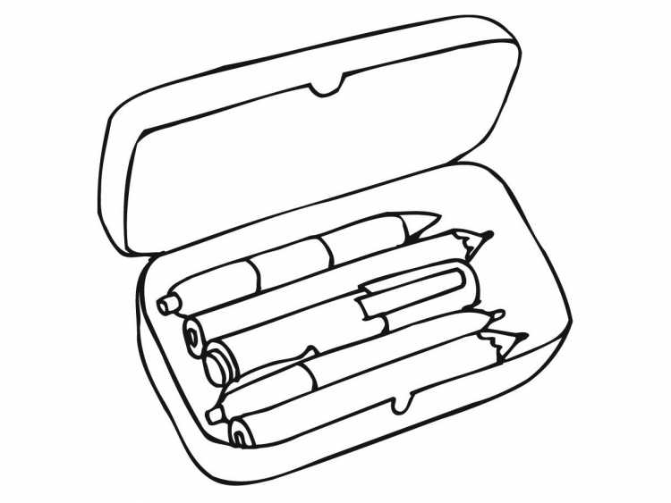 Раскраска школьные принадлежности пенал