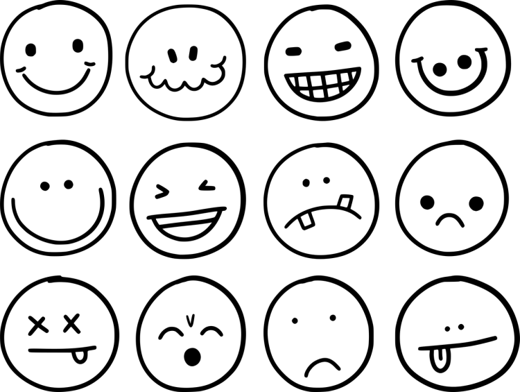 Смайлы черно белые маленькие