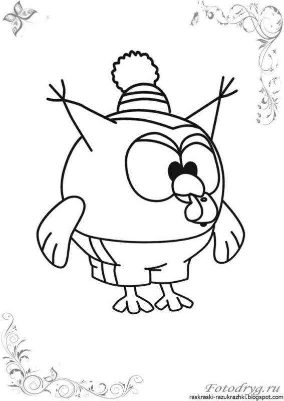 Ежик и Крош раскраска для детей