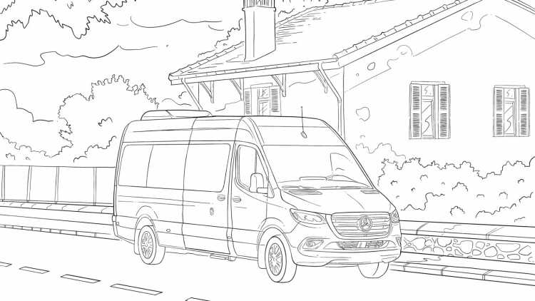 Раскраска микроавтобус Мерседес