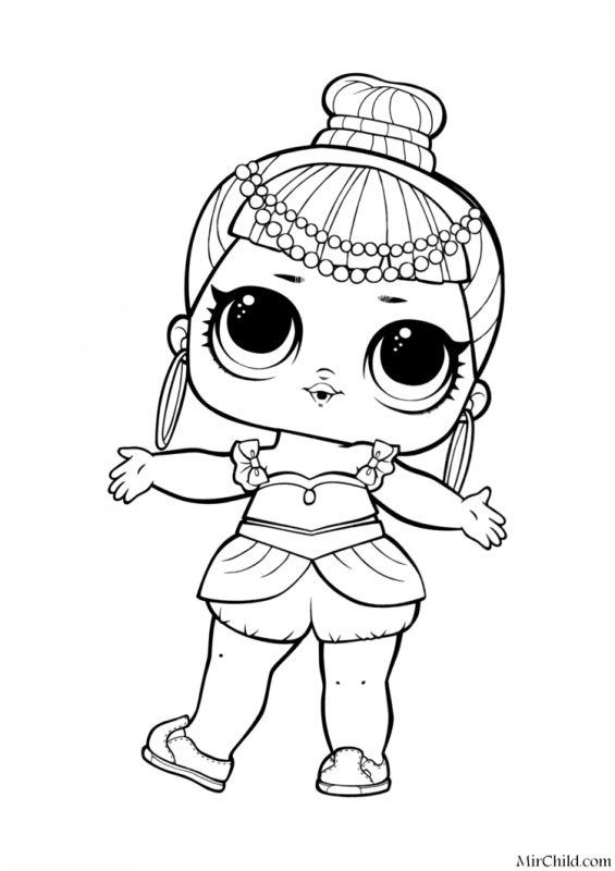 Кукла ЛОЛ омг раскраска
