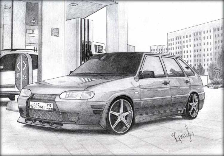 ВАЗ 21099 нарисованный сбоку